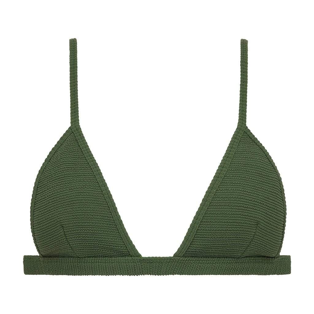 Olive Micro Scrunch Hunter Triangle Bikini Top