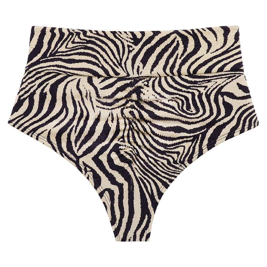 Zebra Micro Scrunch Added Coverage High Rise Bikini Bottom