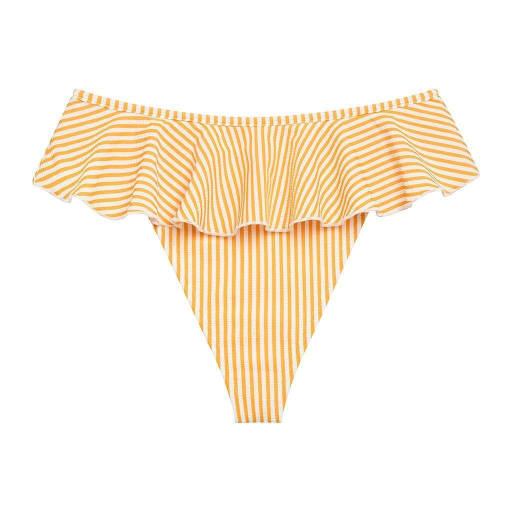 Canary Stripe Tamarindo Ruffle Bikini Bottom
