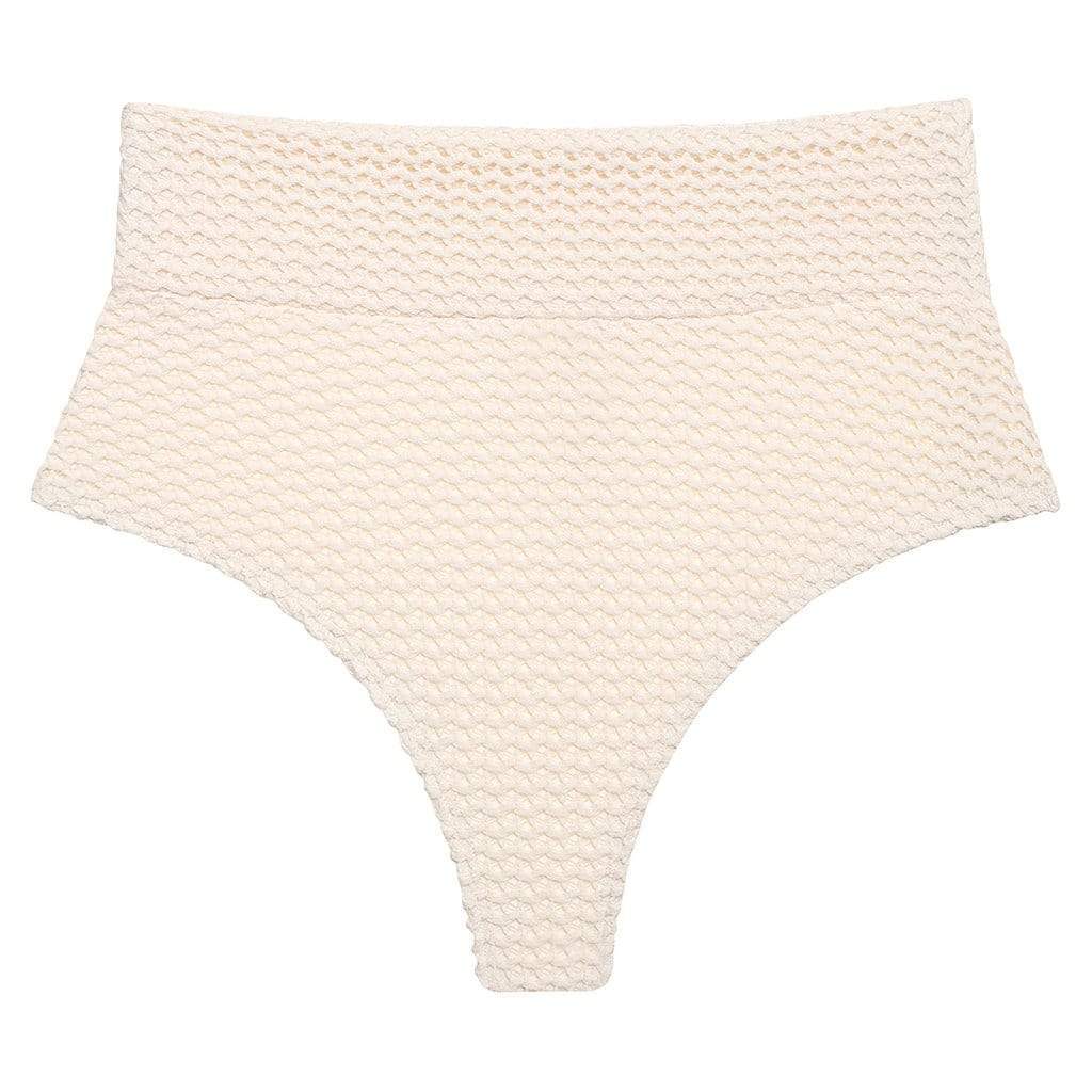 Bone Crochet Added Coverage High Rise Bikini Bottom