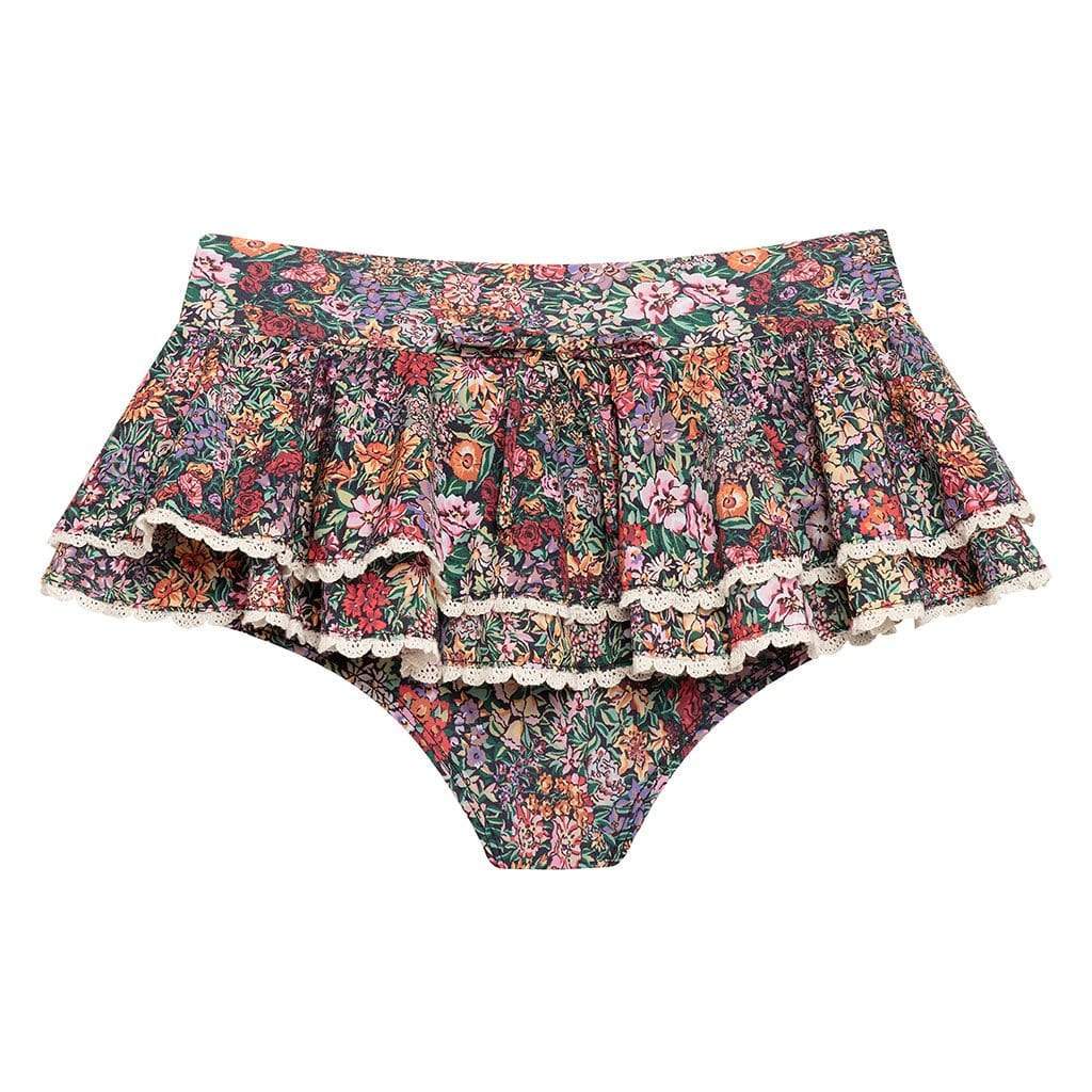 Mara Floral Ruffle Hot Short Bikini Bottom (w/trim)