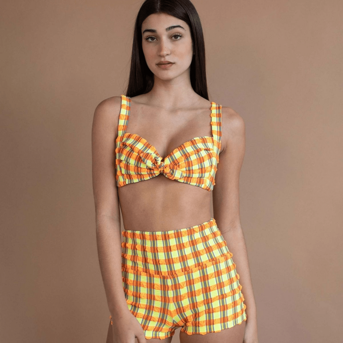 Neon Plaid Kayla Bikini Top
