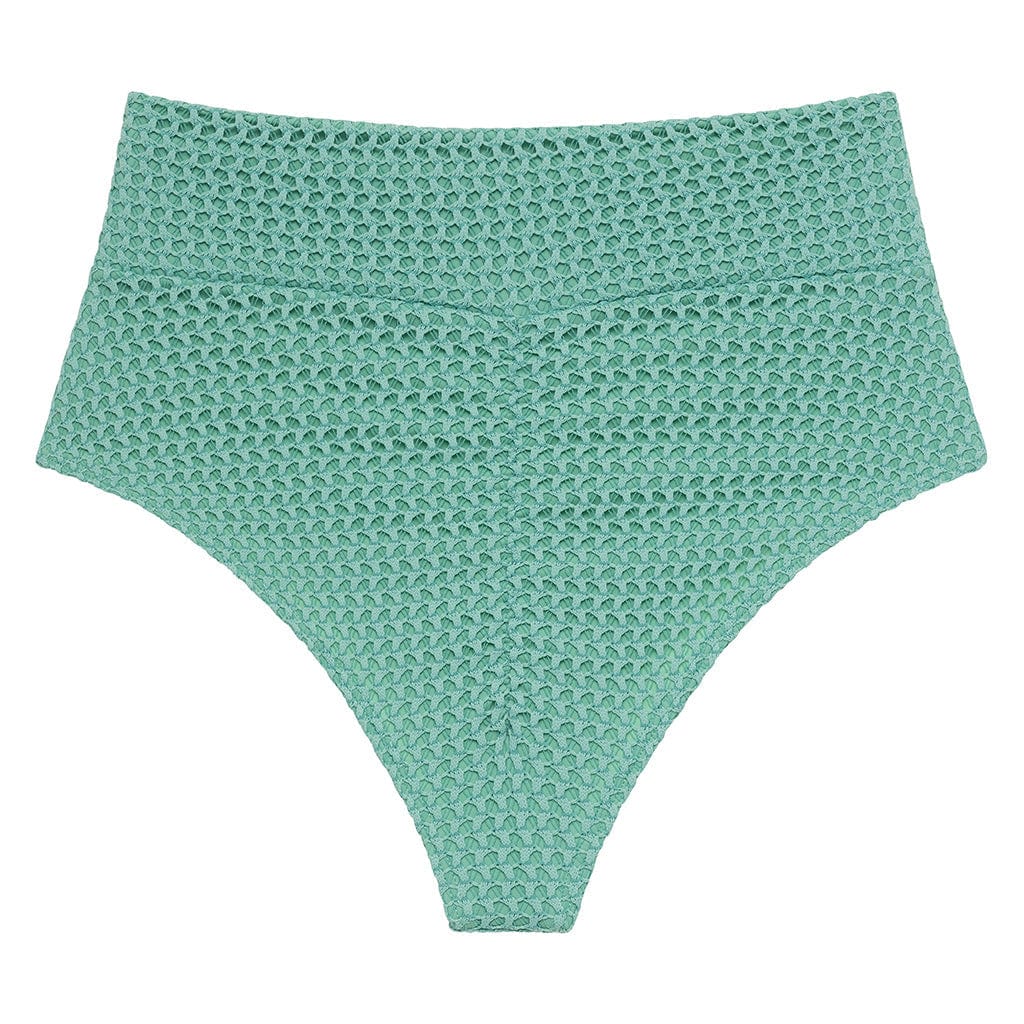 Turquoise Crochet Added Coverage High Rise Bikini Bottom