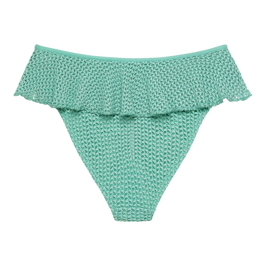 Turquoise Crochet Tamarindo Ruffle Bikini Bottom