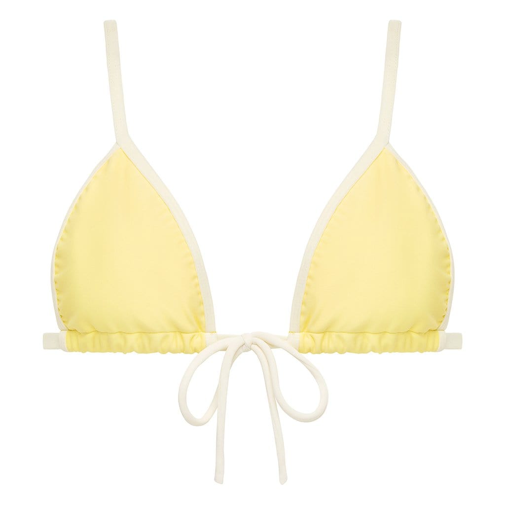 Yellow Pastel Cream Binded Triangle Ties Bikini Top