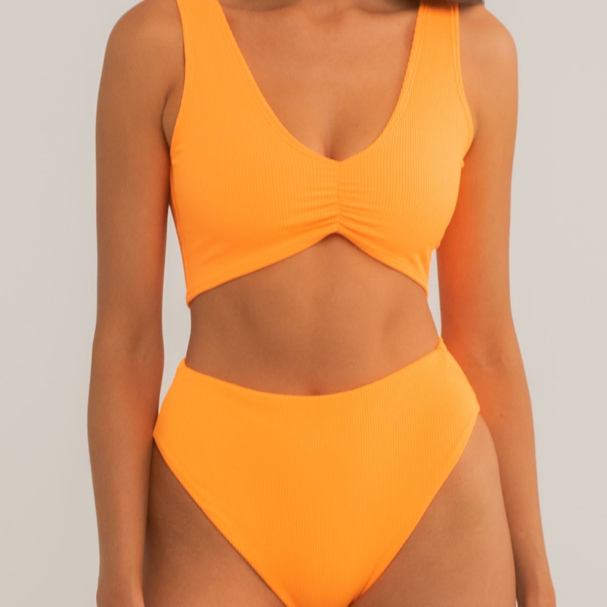 Melon Micro Rib Kim Variation Bikini Top